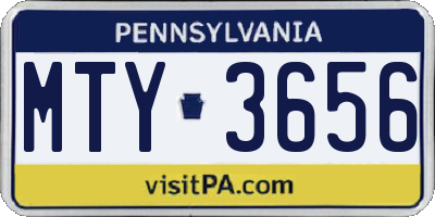 PA license plate MTY3656