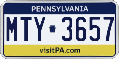 PA license plate MTY3657