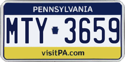 PA license plate MTY3659