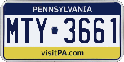 PA license plate MTY3661