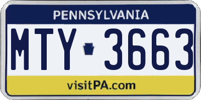 PA license plate MTY3663