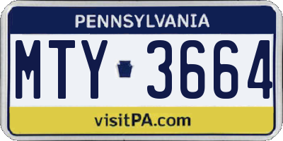 PA license plate MTY3664