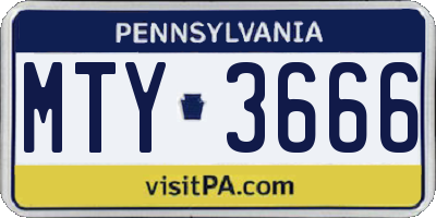 PA license plate MTY3666