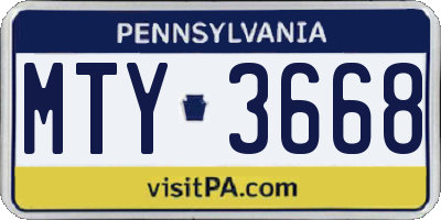 PA license plate MTY3668