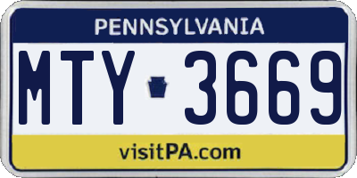PA license plate MTY3669