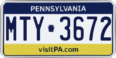 PA license plate MTY3672