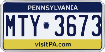 PA license plate MTY3673