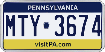 PA license plate MTY3674