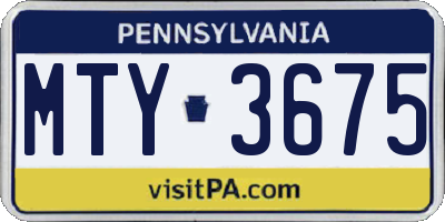 PA license plate MTY3675