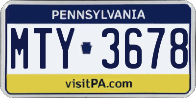 PA license plate MTY3678