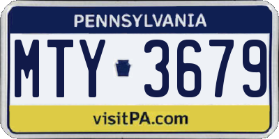 PA license plate MTY3679
