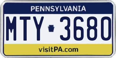 PA license plate MTY3680