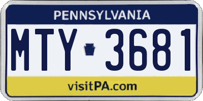 PA license plate MTY3681