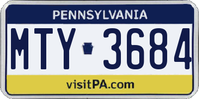 PA license plate MTY3684