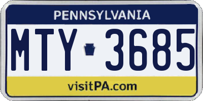 PA license plate MTY3685