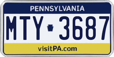 PA license plate MTY3687