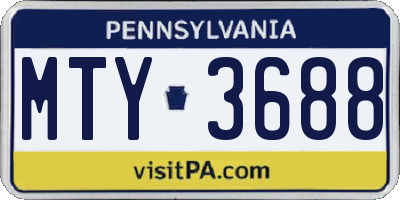 PA license plate MTY3688