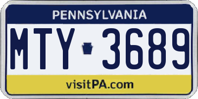 PA license plate MTY3689