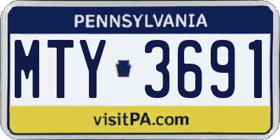 PA license plate MTY3691