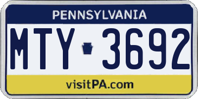PA license plate MTY3692