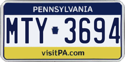 PA license plate MTY3694