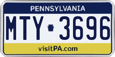 PA license plate MTY3696