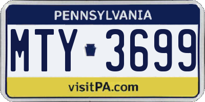 PA license plate MTY3699