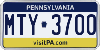 PA license plate MTY3700