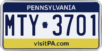 PA license plate MTY3701