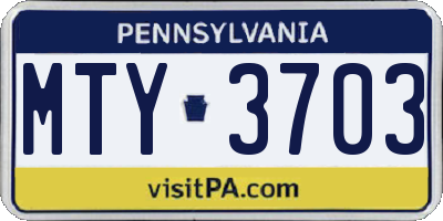 PA license plate MTY3703