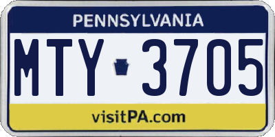 PA license plate MTY3705