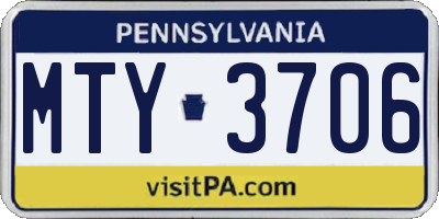 PA license plate MTY3706