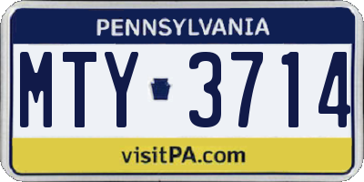 PA license plate MTY3714