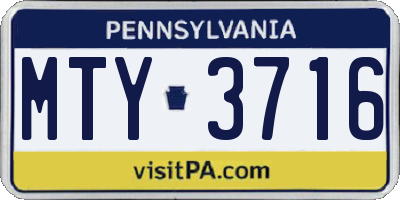PA license plate MTY3716