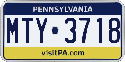 PA license plate MTY3718