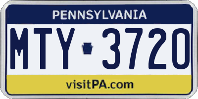 PA license plate MTY3720