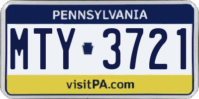 PA license plate MTY3721