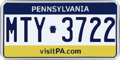 PA license plate MTY3722
