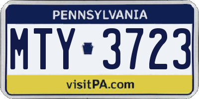 PA license plate MTY3723