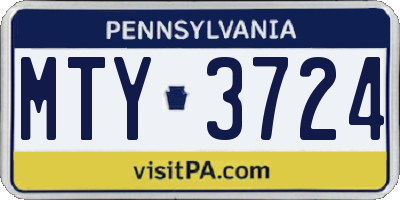 PA license plate MTY3724