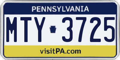 PA license plate MTY3725