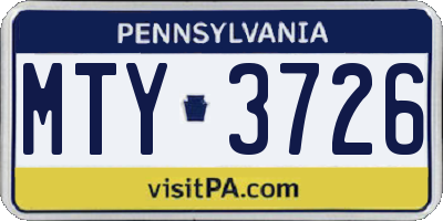 PA license plate MTY3726