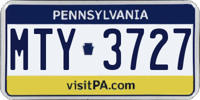 PA license plate MTY3727