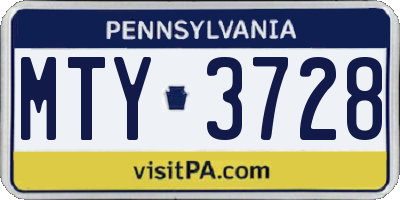 PA license plate MTY3728