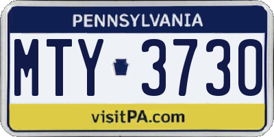 PA license plate MTY3730