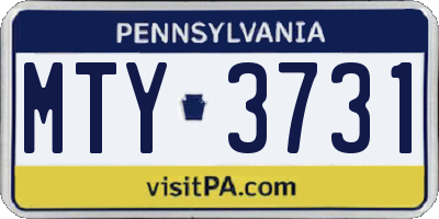 PA license plate MTY3731