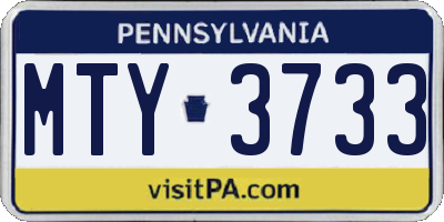 PA license plate MTY3733