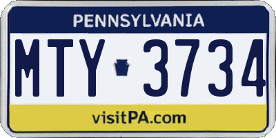 PA license plate MTY3734