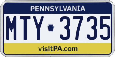 PA license plate MTY3735