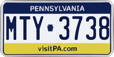 PA license plate MTY3738
